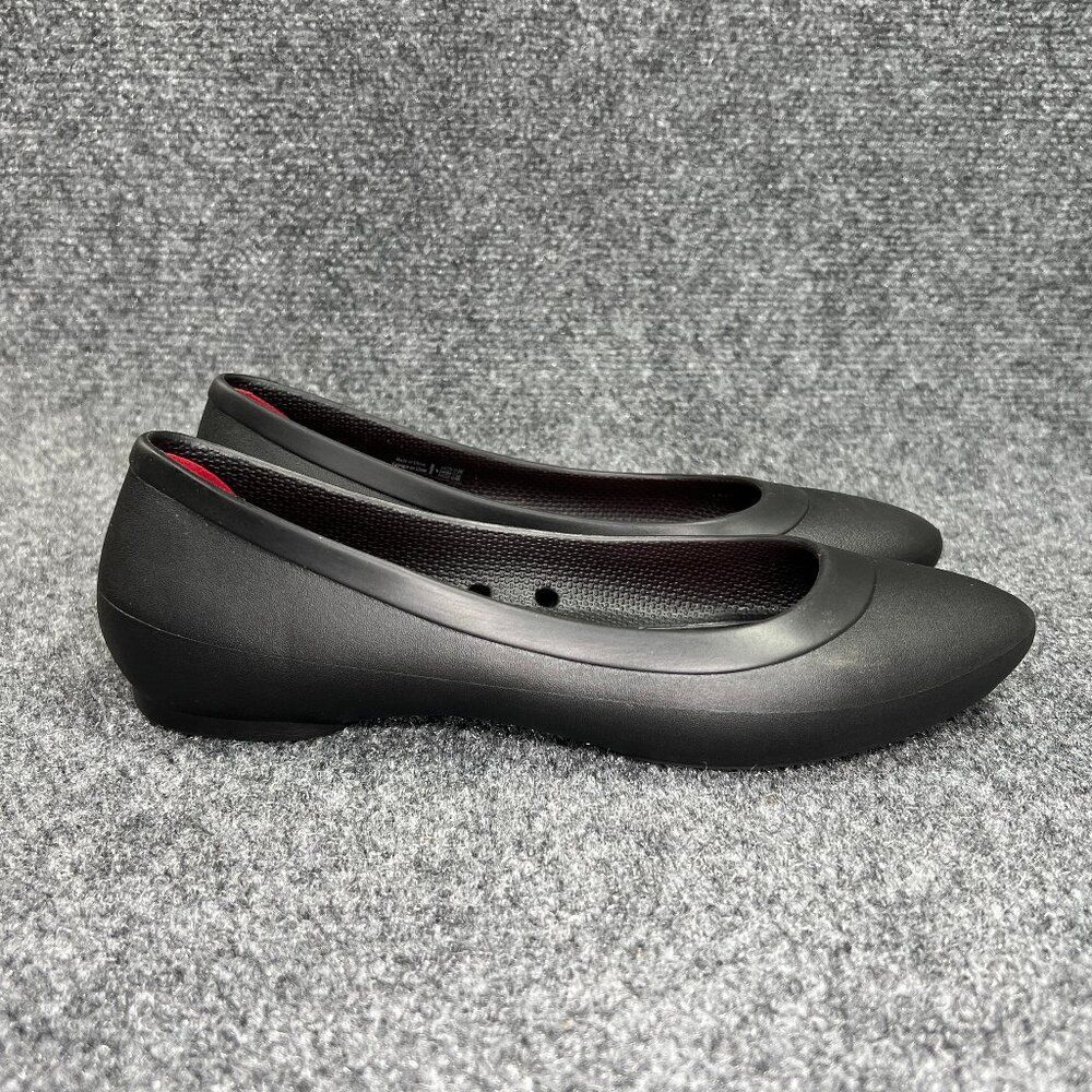 Crocs Lina Flats Women's Size 7 Black Iconic Comfort Slip On Loafers Shoes‎